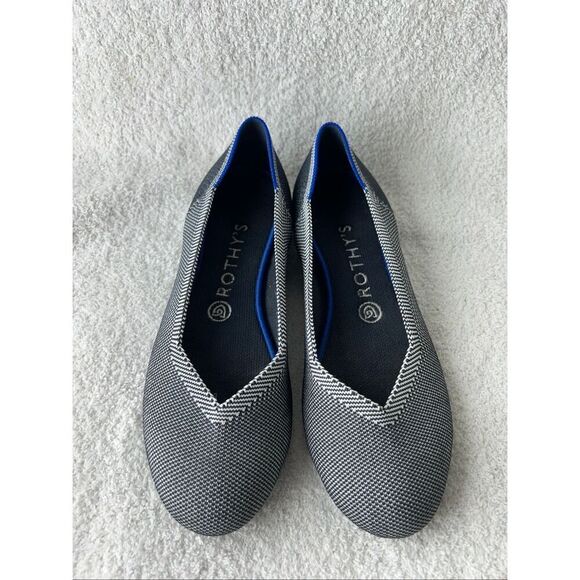 Rothy's Shoes - Rothys cloud gray bird’s eye round flat Navy print size 8.5
